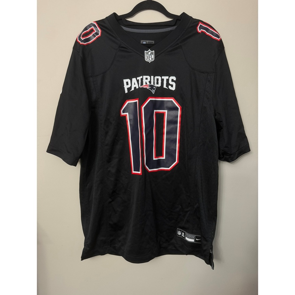 Nike Patriots Jersey Mens L Black Drake Maye 10 Football NFL NWT